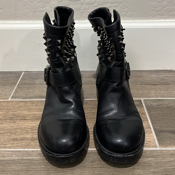 Valentino Black Combat Boots with Silver Studs - Picture 4 of 11